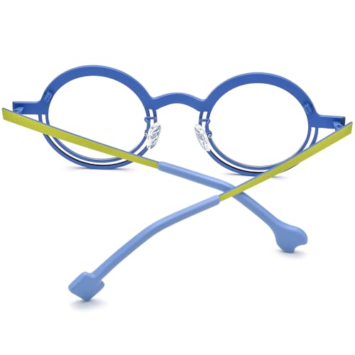 Image of FONEX Colorful Pure Titanium Glasses Frame Women Retro Round Eyeglasses