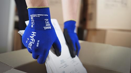 HyFlex 11-618 Ultra-Thin Industrial Safety Work Gloves for Auto, Machinery, Equipment, Fabrication - Size 9, Blue/Black (Pack of 12) by Ansell - Image 7