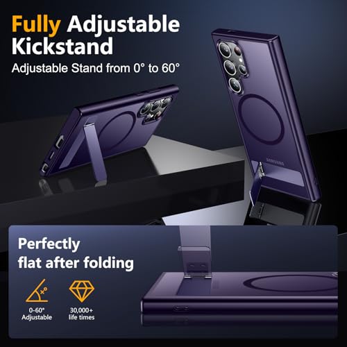 Image of SPIDERCASE Magnetic for Samsung Galaxy S23 Ultra Case, [3 Stand Ways][ Military Grade Drop Protection] with Invisible Stand Shockproof Slim Case for Samsung S23 Ultra 6.8 inch, Purple
