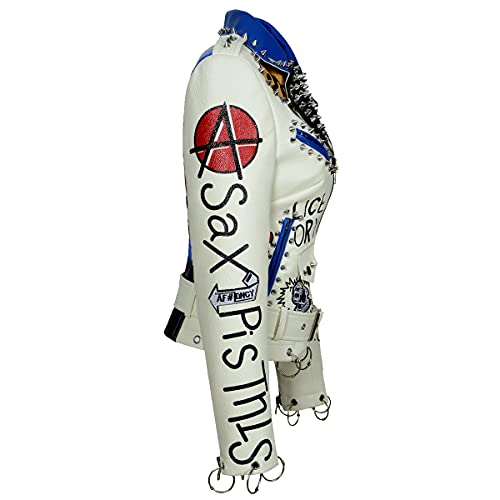 Fashion SX Women's Punk Floral Embroidered short Faux Leather Jacket Moto PU Coat3