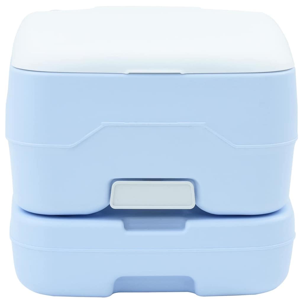 WC da campeggio grigio bianco in polietilene, 41,5 x 36,5 x 37 cm, portatile e compatto, con ugello di risciacquo tipo T, per campeggio, escursionismo, viaggi, mobile e inodore