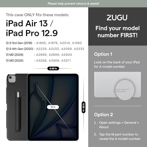 Image of ZUGU CASE iPad Pro 12.9 Case, Alpha Thin Profile Protective Cover Designed for iPad Pro 12.9-inch (4th Gen, 2020) / 12.9-inch (3rd Gen, 2018) Convenient Magnetic Stand (Auto Sleep /Wake) - Black