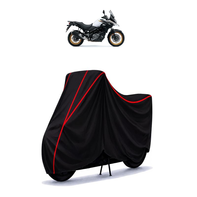 Image of Suzuki V-Strom 650XT Water Resistant Bike Cover for All Motorcycles & Rain | Heavy Duty Taffeta Fabric | UV Protection, Dustproof, Scratchproof | All Weather Two Wheeler Body Cover with Elastic Bottom