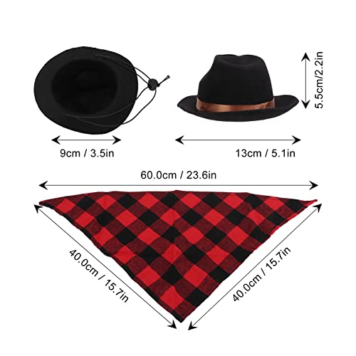 Cachecol de chapéu de cowboy de gato, conjunto de fantasia legal de cowboy com cachecol para festa p