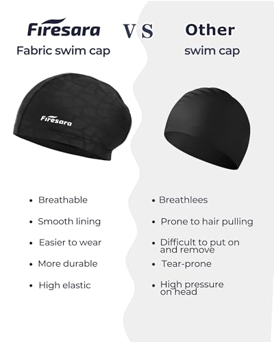 Image of Firesara Large Fabric Swim Cap for Long Thick Hair Comfortable No-Slip Swimming Cap for Braids, Bun, Dreadlocks & Weaves Breathable Quick Dry No Pull Hair Design for Women & Men
