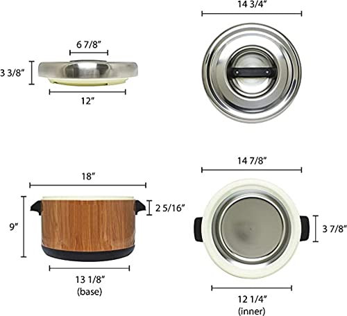 TrueCraftware- 40 Cups Insulated Sushi Rice Pot Wood Grain Exterior Stainless Steel Interior & Lid with Plastic Handle- Sushi Rice Mixing Tub Sushi Rice Bowl Sushi Rice Warmer for Home Kitchen Restaurant - Thumbnail 2
