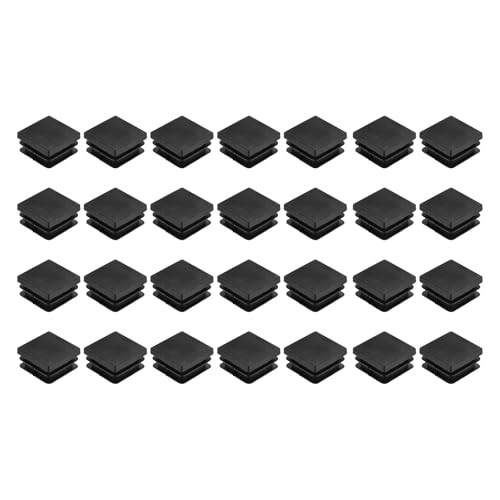 Image of uxcell 28Pcs Square Plastic Plugs, 28 x 28mm /1.1 x 1.1inch PE Pipe Tubing End Caps for 22-26mm /0.87-1.02inch Square Tube Furniture Chair Leg, Black