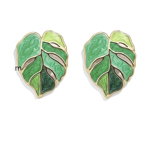 Blingee Leaf Trendy Earrings For Women Girls Korean Western Fancy Light Weight Stud Earring Earring Set Green Gold Gold Plated (B0CQWQN4P5) Amazon Price History, Amazon Price Tracker