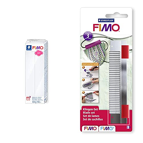 Fimo Soft blanco de 454g: pasta para modelar fácil de moldear con juego de cuchillas