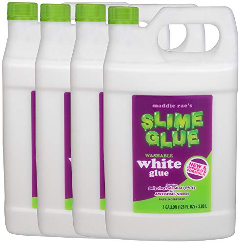 Maddie Rae's Slime Glue (White) Gallon Value Size - Non Toxic, School Grade Formula, Perfect for Slime Kit Supplies & Crafts (4pk)