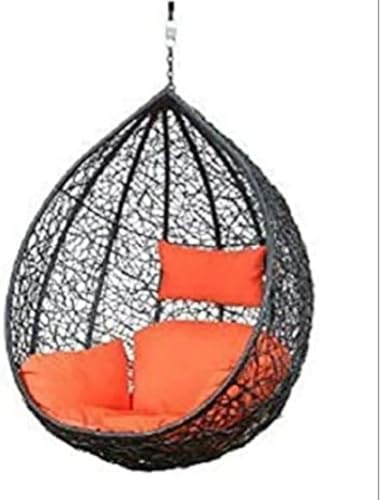 Image of Single Seater Swing Chair with Stand and Cushion Hammock Swing for Adult Outdoor Indoor Garden Living Room Balcony Hanging Chair (Brown Orange)