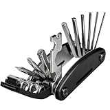 Herramienta de bolsillo para bicicleta, juego de herramientas multifunción para bicicleta, herramienta de reparación de bicicletas, herramienta plegable multifunción 16-n-1 (negro)
