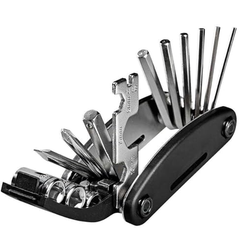 Multi Bike Pocket Tool, Multifunction Bicycle Tool Set, Bicycle Repair Tool, 16-in-1 Multi Function Folding Tool (Black)