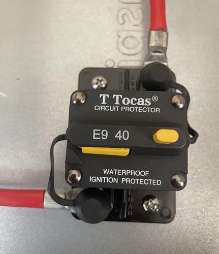 T Tocas E9 40 Amp Circuit Breaker with Manual Reset | 12V - 72V DC IP67 Waterproof Protection Switchable 40A - Thumbnail 2