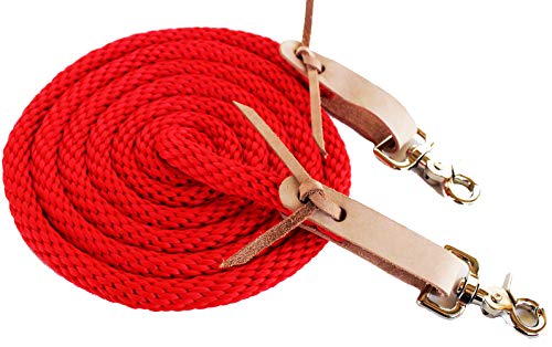 PRORIDER Horse Roping Western Barrel Contest Reins Nylon Braided 7' Snaps Red 607496TN