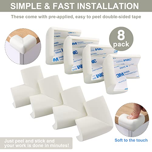 8 Pack Corner Protector Baby, PreTaped Table Corners