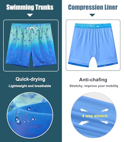Image of APTRO Men's Swim Trunks with Compression Liner 5 Inch Bathing Suit Beach Swimsuits