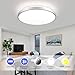 HOREVO LED Bluetooth Ceiling Light with Speaker Remote Control‌ Dimmable RGB Color Changing, Modern Flush Mount for Living Room, Bedroom, Kitchen, Laundry，Silver 16inch