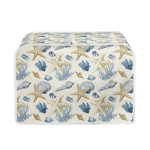 Image of Talayituse Srarfish Conch Coral Print Toaster Cover 4 Slice Wide Slot, Lightweight Dust Protection Washable Appliance Bag Bread Maker Cover, M