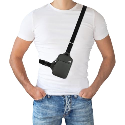 Image of Peicees Mini Crossbody Sling Bag Dual Pocket Water Resistant Running Phone Holder Chest Shoulder Bag for Men Women Travel Gym