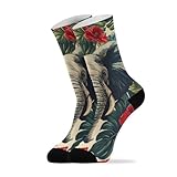 KLL Grey Elephant Fashion men’s crew socks running casual wicking white crew socks (2-Pair)