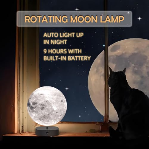 Lámpara de mesa lunar 3D impresa 6 pulg con base negra miniatura 5