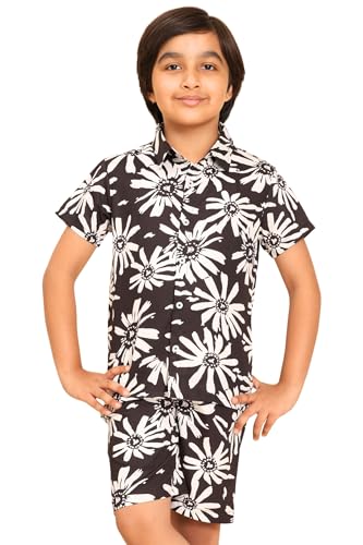 Image of Boys Printed Casual Shirt Short Sleeve Button Down Beach Shirt for Kids
