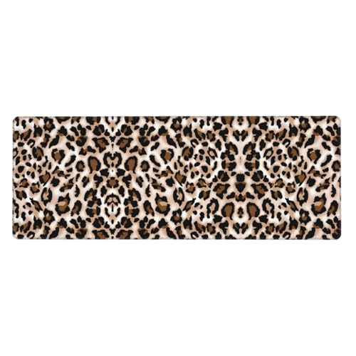 Grand tapis de souris imprimé léopard 30 x 80 cm – Tapis de bureau de jeu, protection étendue pour bureau à domicile, ordinateur
