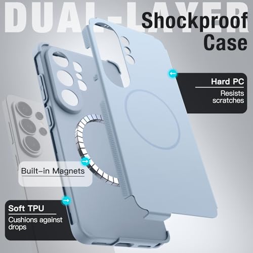 Image of JETech Magnetic Cover Case for Samsung Galaxy S26 Ultra, Compatible with MagSafe, Dual-Layer Heavy Duty Shockproof Phone Cover, Camera Lens Full Protection, Hard PC Back (Omphalodes)