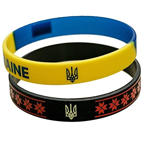 bopely 2 Pcs Ucrania Pulsera De Pulsera Ucrania Ucrania De Goma Regalos De Pulsera De Bandera Ucraniana para Recuerdos De Fanáticos Cover