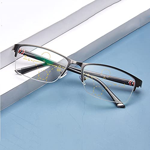 XISSG Unisex Progressives Multifokal Lesebrille Anti-Blaulicht Gleitsichtbrille Lesehilfe Sehhilfe Computerbrille Für Frauen Männer Anti Müdigkeit Halbrandbrille Schwarz 1.0 1.5 2.0 2.5 3.0 Cover