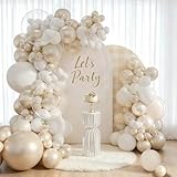 【Arco Globos Boho Beige】Este kit de globos blanco perla incluye: 2 globos transparentes de 18 pulgadas. 56 globos de color blanco perla (1 x 18 pulgadas, 40 x 10 pulgadas, 15 x 5 pulgadas), 57 globos de color blanco arena (2x18