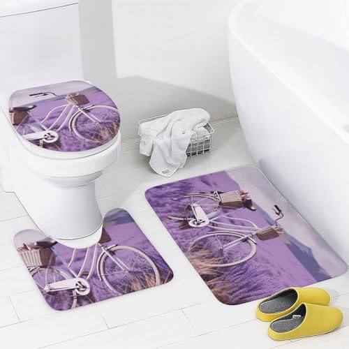 Set de bain 4 pièces imperméable avec tapis polaire corail premium