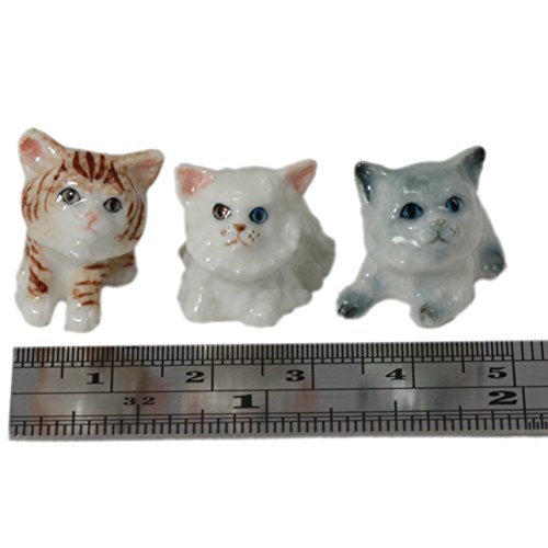Witnystore ½ In. Tiny Cats Set Of 6 Pcs Mix Breed Cute Kitten Ceramic Figurine Pet Pottery Dollhouse Animals Porcelain Replica Collectibles Décor #TOP1