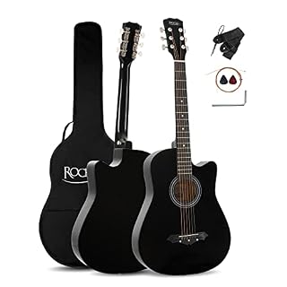 Rocktile WSD-5C-BK Slim Line Set de guitare folk Noir - Les Beatles, Paul McCartney, John Lennon, RIngo Starr, George Harrison