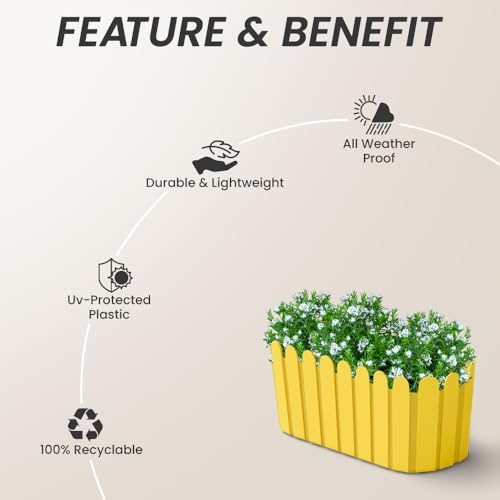 Image of YUCCABE ITALIA SHERA Fence-TRA 14 INCH Plastic Flower Pot Suitable for Inddor Outdoor Kitchen Garden