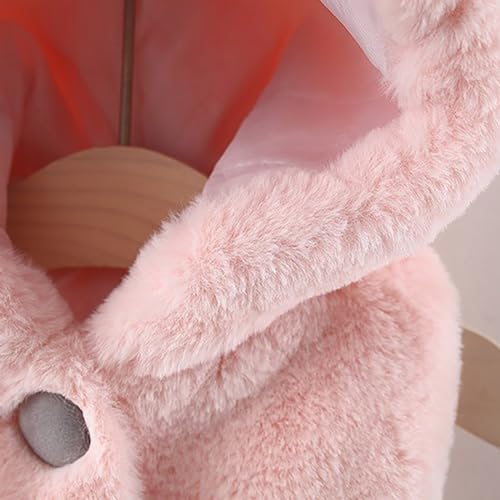 Toddler Baby Girls Winter Jacket Bunny Ear Hoodi𝐞 Fleece Vest with Plush Bag Thick Warm Comfy Fuzzy Button Puffy Jacket4