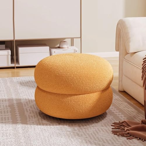 Taburete redondo de terciopelo, elegante reposapiés tapizado, versátil puf y silla de tocador para sala de estar, dormitorio, entrada, decoración elegante para el hogar
