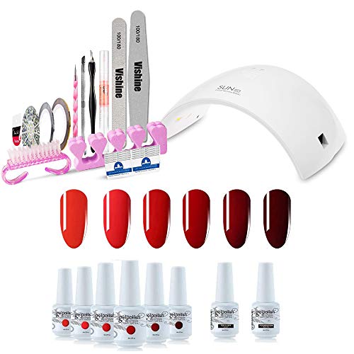 Kit Complet Vernis Semi Permanent avec LED Lampe 36W Séchoirs à ongles, 6 Flacons Vernis Gels, Top Base Coat, Complet Manucure Outils Accessoires Nail Art Kit Débutants by Vishine #002 Cover