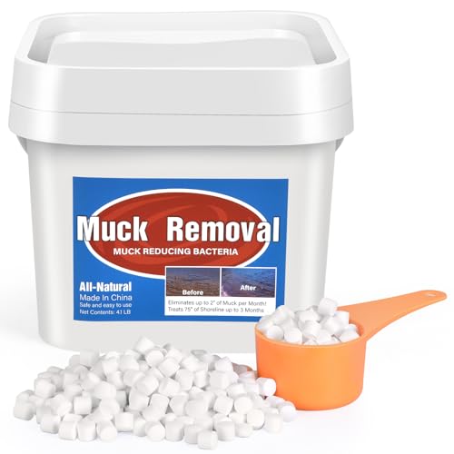 Muck Removal-4.1LB Natural Pond Clear Water Treatment, Muck and Sludge Remover for Ponds & Lakes, Oxygenates, Eliminates Odors, Safe for Fish, Pets, Plants, Treats Up to 20,000 Sq Ft