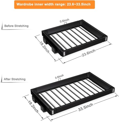 Pull Out Pants Rack for Closet, Retractable Wardrobe Trousers Rack Jeans Hanger for Cabinet Inner Width 23.6"~33.5", Space Saving Aluminum Alloy Closet Organizer