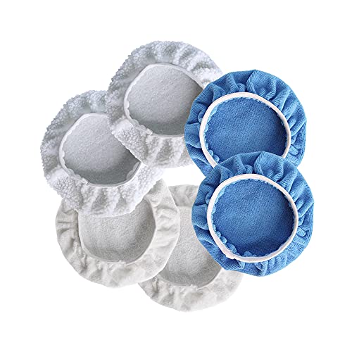 LUMOOM Lot 4 Bonnets Polissage Laine Agneau Microfibre - Pour Polisseuses 220-250mm Einhell