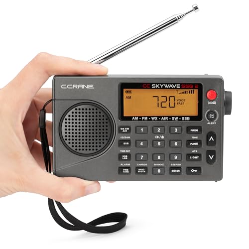 Image of C. Crane CC Skywave SSB 2 AM, FM, Shortwave, NOAA Weather + Alert, Scannable VHF Aviation Band and Single Side Bands Small Battery Operated Portable Travel Radio Includes SW Wire Antenna Adapter