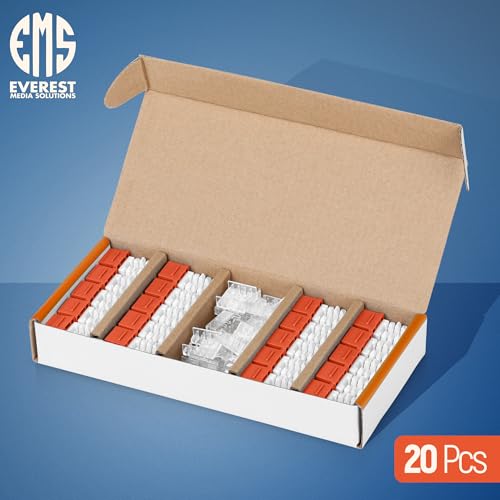 Image of Everest 90 Degree RJ45 Cat6A Keystone Jacks Slim Profile 20-Pack Orange | Compatible with 90 Angled Speed Termination Tool - easyJACK (B094WB91H3)