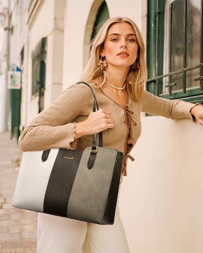 Image of LOVEVOOK Laptop Bag for Women - Waterproof Work Bag for Women & Vintage Laptop Tote Purse with Wristlet