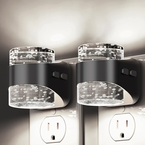 Image of L LOHAS LED Night Light, 2 Pack 5000K Bubble Night Lights Plug into Wall, Acrylic Night Lights with Light Sensor, Adjustable Brightness,Soft White Plug in Nightlights for Rooms Bathroom Hallway