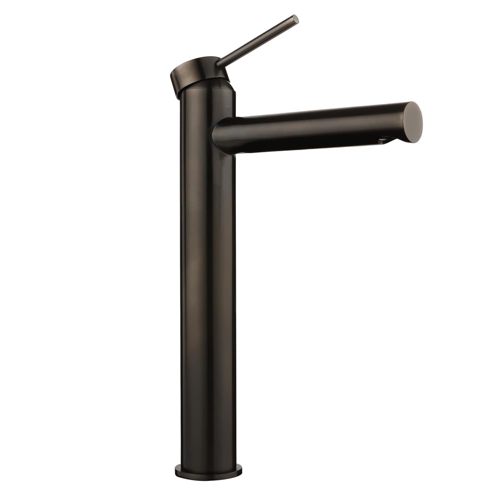 Milano Black Nickel Otto High Rise Mono Bathroom Basin Mixer Tap Lever Handle