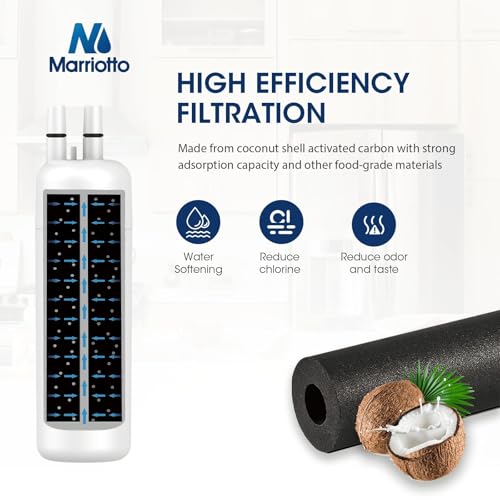 Image of MARRIOTTO EDR1RXD1 Refrigerator Water Filter Compatible with W10295370A, WHR1RXD1, KAD1RXD1, Filter 1, W10295370, P4RFWB, P8RFWB2L, 46-9930, 46-9081 Refrigerator Water Filter, Pack of 4