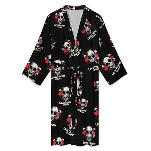I Love Horror Movies Funny Men's Robe Lightweight Soft Bathrobe Long-sleeve Spa Robes3