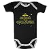 Baby Geek Le Plus Beau bébé de la Galaxie - Body Bébé Manches Courtes - Coton - Noir & Gris (3-6 Mois)